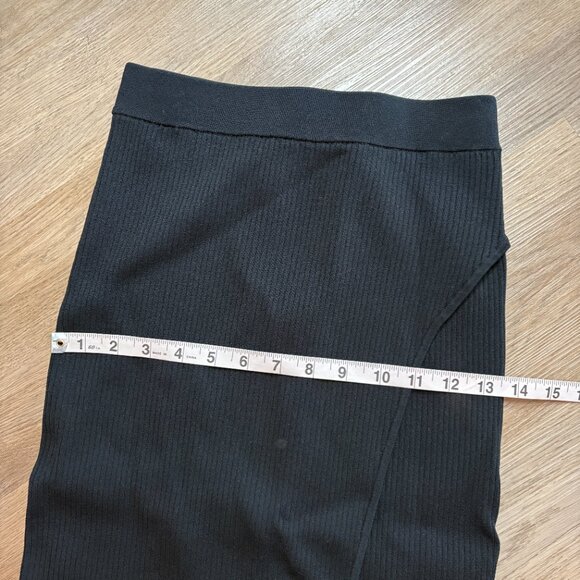 NWT Jonathan Simkhai Deep Rib Wrap Skirt black XS stretch slit - Picture 11 of 11